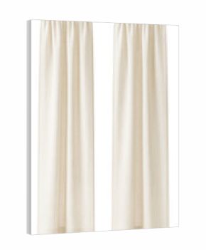 Simple linen curtains perfect for a minimalist kitchen, creating a clean, airy look.