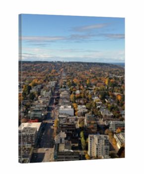 Aerial View of Kitsilano and West Broadway in Vancouver with Broadway Subway Construction