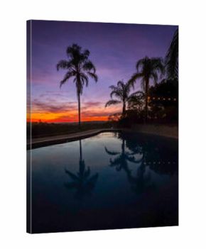 Poolside sunset in rural California 