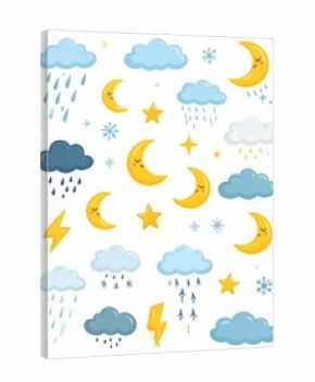 Whimsical weather elements on a white background (1)
