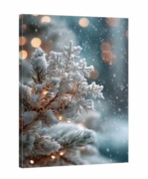 Frosty Winter Landscape With Decorated Trees and Soft Glowing Lights in Nature