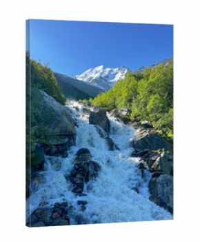 waterfall in the French Alps on the Tour du Mont Blanc 