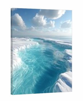 Breathtaking Arctic Landscape Featuring Turquoise Glacial Meltwater Stream and Ice Formations