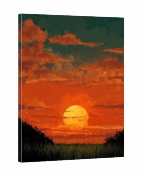 Vibrant Sunset Over a Serene Landscape With Colorful Clouds