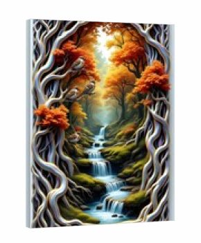  Waterfall with forest background