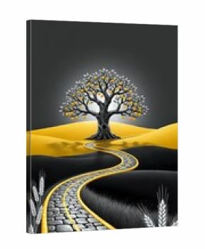 Tree on the road at night I Wall Decor 