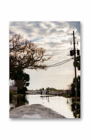 Flooded beach roads St Petersburg Florida Hurricane Milton aftermath