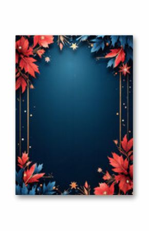 Luxurious Art Deco Christmas Invitation: Elegant Blue and Red Design with Glitter for Upscale Holiday Events