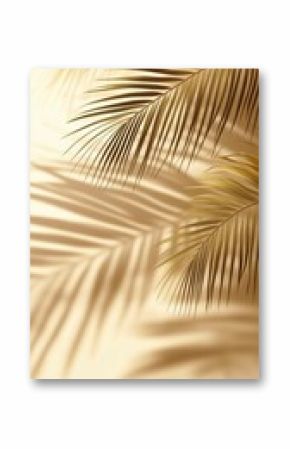 Elegant palm leaves casting intricate shadows on a light beige background during daylight