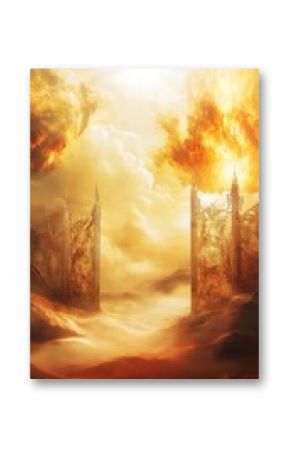 Golden Gates of Heaven, A Majestic Entrance to Paradise, Spiritual and Fantasy Concept