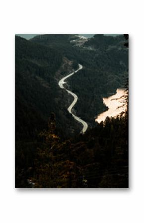 Vancouver BC, Canada landscape looking from Sea to Sky. Winding roads and mountain ranges.