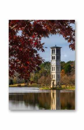 A clock tower in autumn