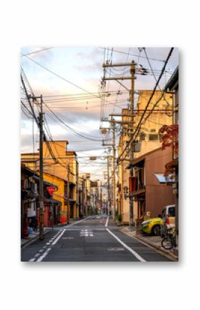 Empty street scenes at residential areas, during sunset, Kyoto, Japan