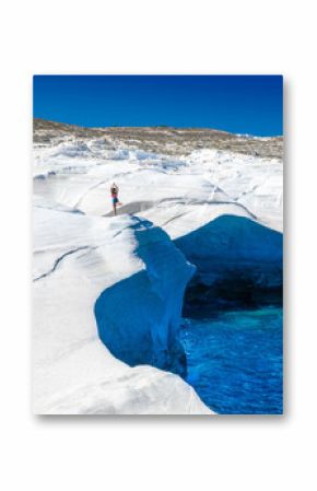 White chalk cliffs in Sarakiniko, Milos island, Cyclades, Greece