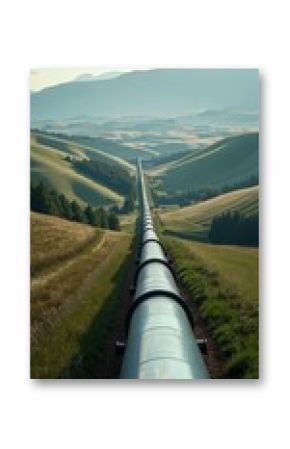 A long, large pipe in a rural landscape