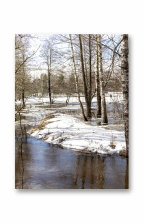 Snowy landscape with a river and trees