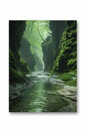 Stunning view of fj  r  urflj  t canyon in iceland featuring river and lush green mossy landscape