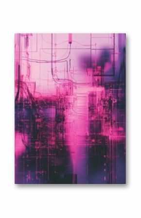 Abstract digital network structure with nodes and connections in vibrant pink and purple tones, showcasing modern technology and connectivity.