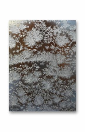 Close-up of Frost Patterns on a Window with Natural Light Background