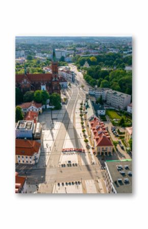 Białystok, widok z lotu ptaka na Rynek Kościuszki i kościół farny