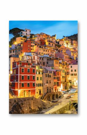 Rio Maggiore nocą, Cinque Terre, Liguria, La Spezia, Włochy