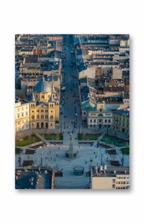 The city of Łódź - view of Freedom Square. Lodz, Poland. 