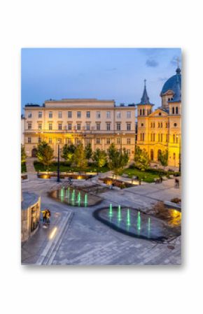 The city of Łódź - view of Freedom Square. Lodz, Poland.