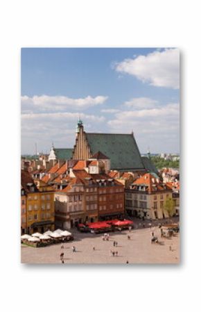 Elevated view over the Royal Castle and Castle Square (Plac Zamkowy), Old Town (Stare Miasto), UNESCO World Heritage Site, Warsaw, Poland, Europe