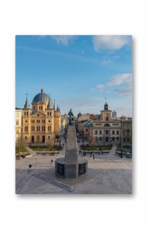 The city of Łódź - view of Freedom Square. Lodz, Poland.