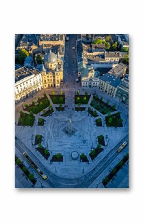 The city of Łódź - view of Freedom Square. Lodz, Poland.