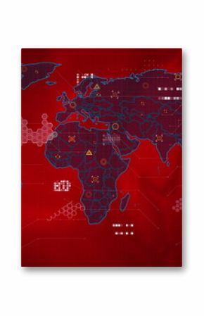 Image of world map against waving china flag background