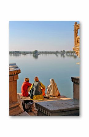 india, rajasthan, jaisalmer: the lake near jaisalmer