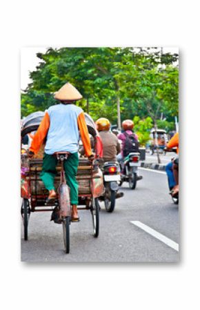 View of Yogyakarta with its typical hundreds of motorbikes on th