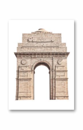 India Gate isolated on white