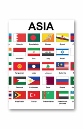 set of icons with Asian countries flags