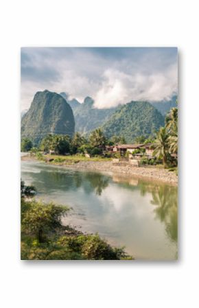 Landscape of Nam Song River at Vang Vieng, Laos