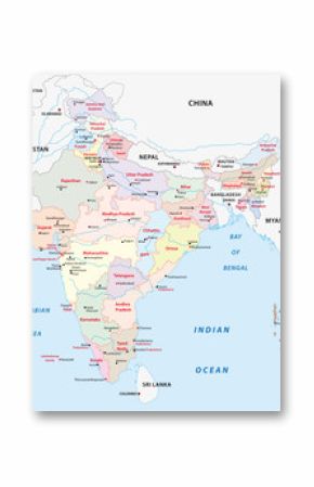 india administrative map 2015 including Telangana