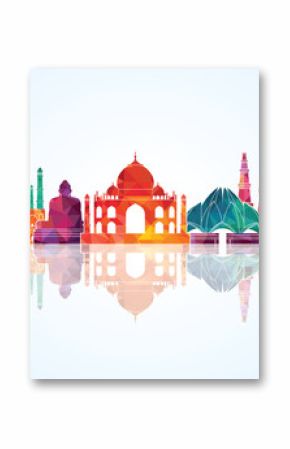 India skyline detailed silhouette. Vector illustration