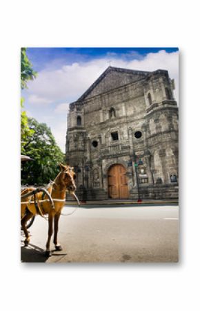Horse Drawn Carriage parking in front of Malate church , Manila Philippines.
