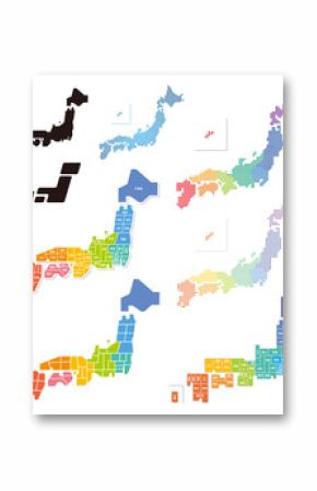 日本地図　デザイン　セット