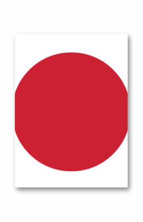 The national flag of Japan which is a crimson red disc on a white background which represents the sun