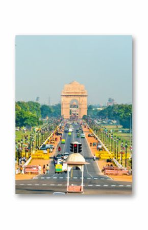 View of Rajpath ceremonial boulevard from the Secretariat Building towards the India Gate. New Delhi