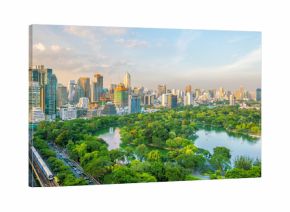 Bangkok city skyline with Lumpini park  from top view in Thailand