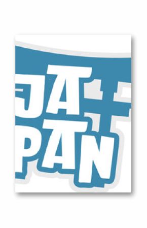 Bold JAPAN lettering is popping in flat design, showing torii gate roof on transparent background