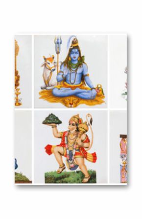 poster with hindu gods  on ceramic tiles