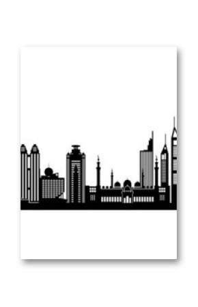 Dubai City skyline detailed silhouette