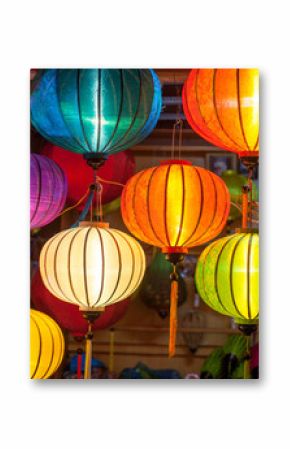 Paper lanterns on the streets of old Asian town