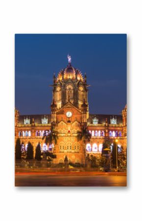 Chatrapati Shivaji Terminus earlier known as Victoria Terminus in Mumbai, India. Ninght panorama