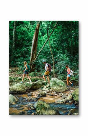 Tourists hiking