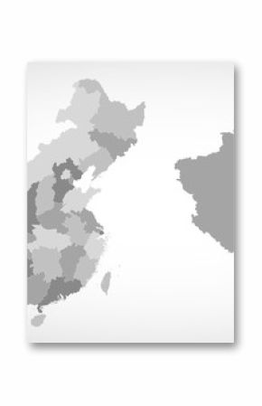 Wektorowa mapa Chiny i prowincje SZARY